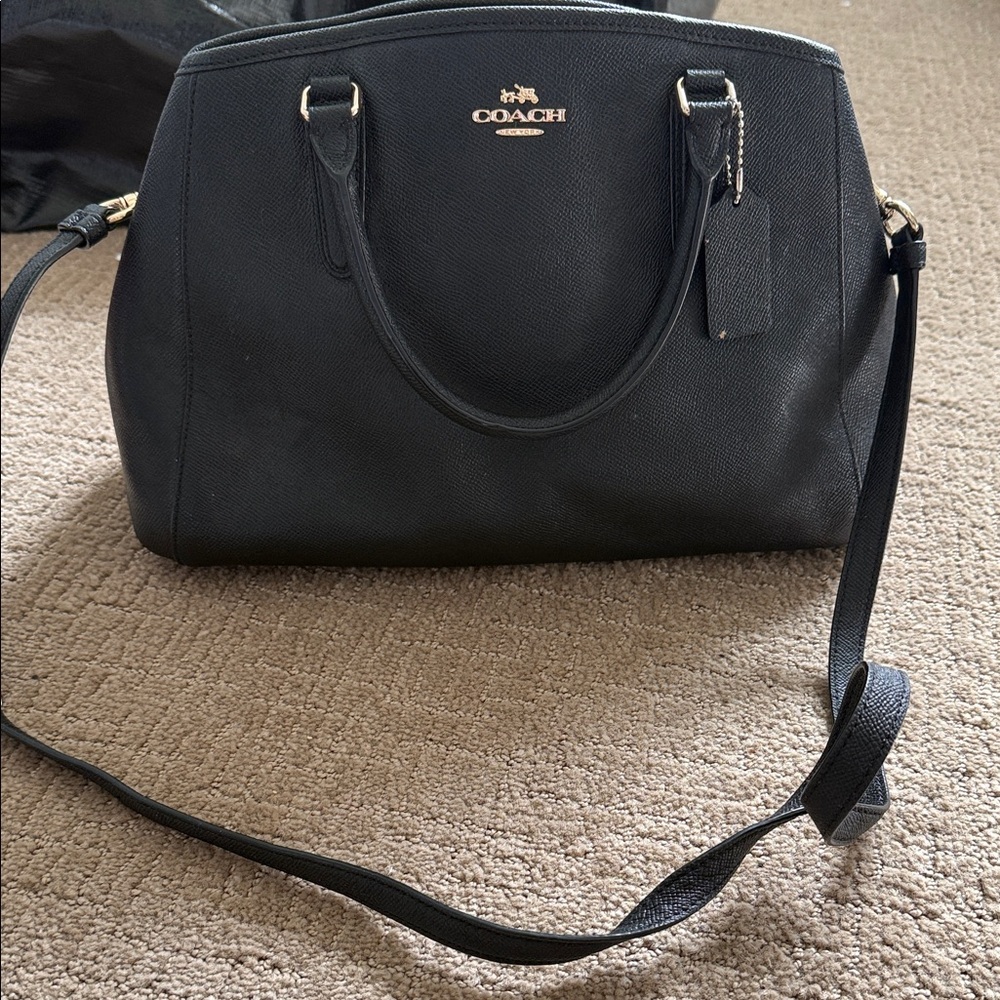 Coach Black Satchel Bag with Gold Accents